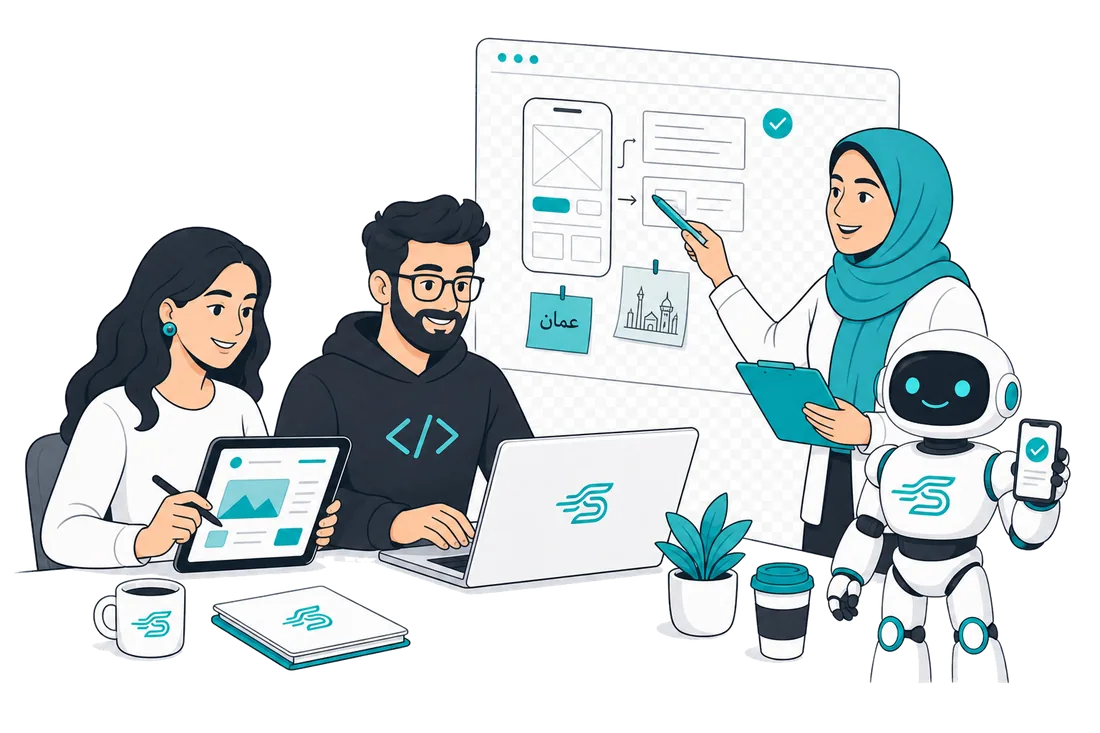 The Saree3 studio team designing and building products in Amman