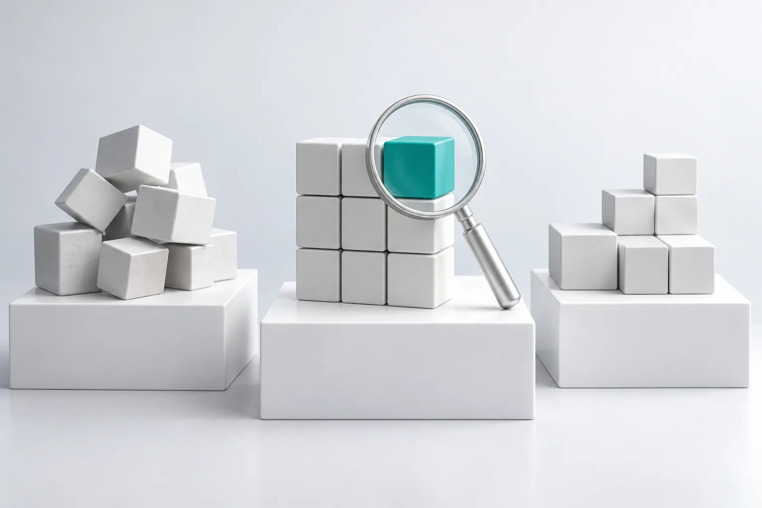 Three sets of system blocks compared, the tailored one highlighted