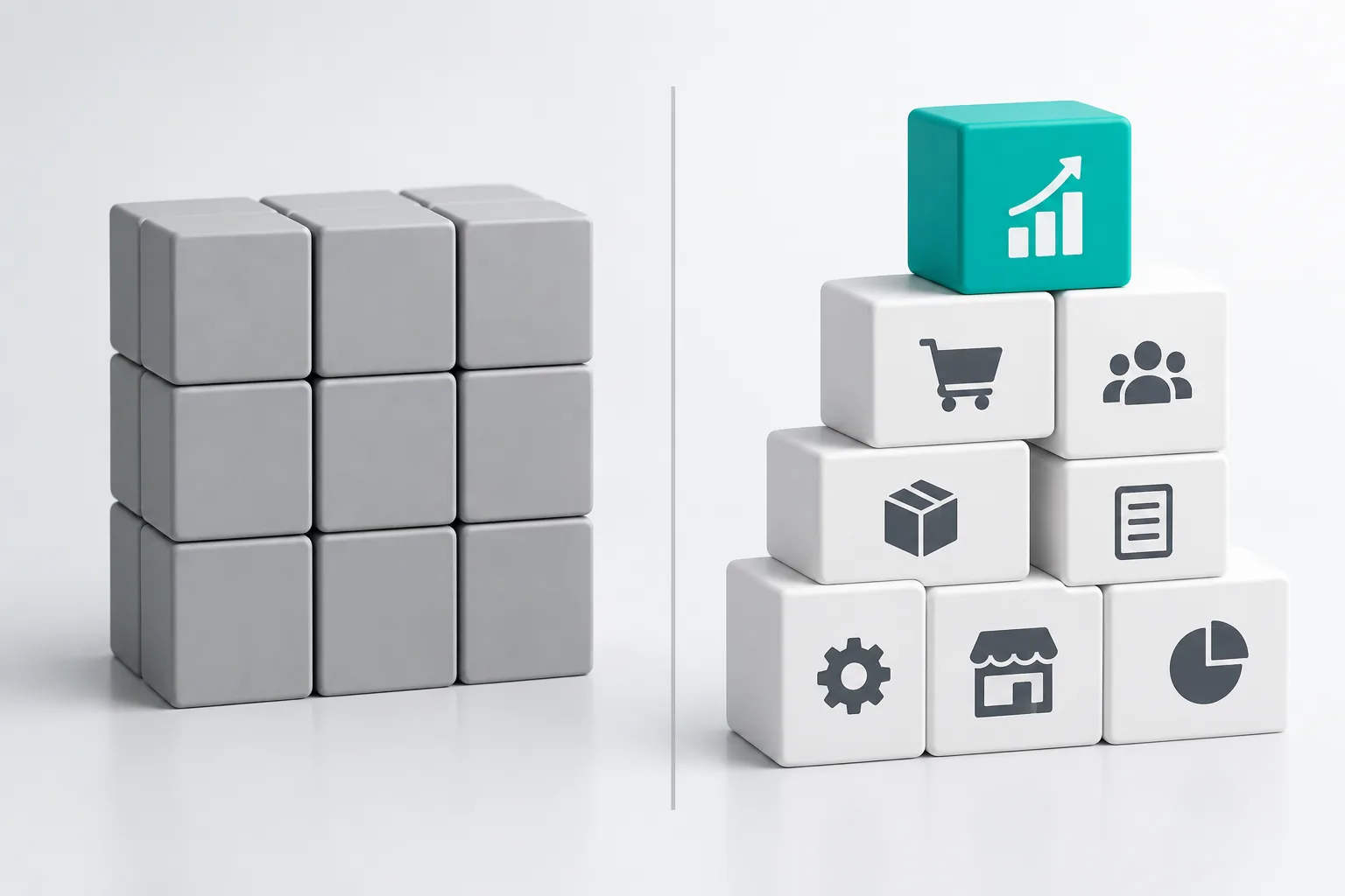 Standard blocks next to a tailored set of system modules