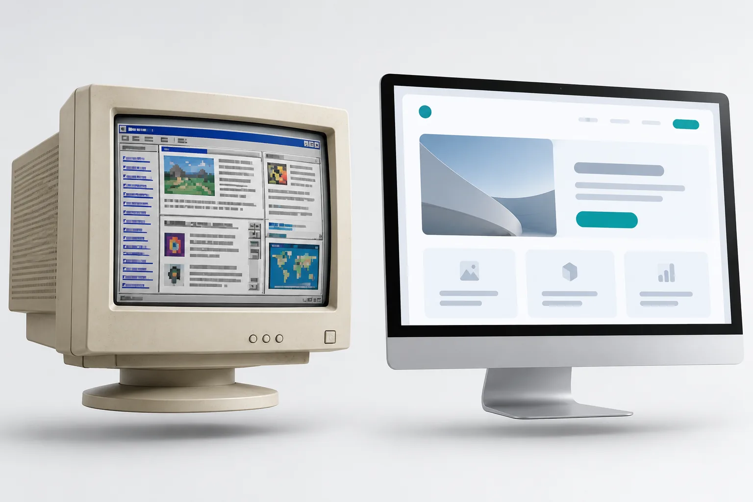 Website redesign in Jordan: an old computer screen next to a modern display
